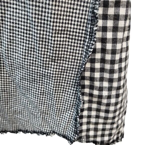 POL BOHO Oversized Small Black and White Checked Gingham Dress Frayed Hem - Picture 8 of 16
